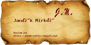 Janák Mirkó névjegykártya